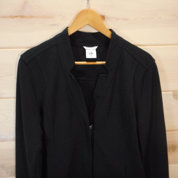 Cabi Womens XL Black Around The Clock Blazer Jacket Knit Stretch Career Zip 5480 - Picture 2 of 10